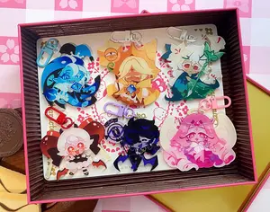 Cookie Run Kingdom Keychain - Shadow Milk Cookie, Pure Vanilla Cookie, White Lily Cookie, Candy Apple Cookie, Black Sapphire Cookie, Eternal Sugar Cookie, Cute Keyring Accessory, Fun Charm For Backpack Or Purse | High Quality and Customer Favorite Items