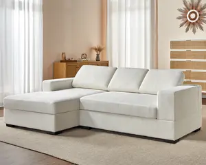 AMERLIFE Oversized Sectional Sofa, Large Chaise Couch, Comfy Sofa Couch with Chaise, White Corduroy Sofa