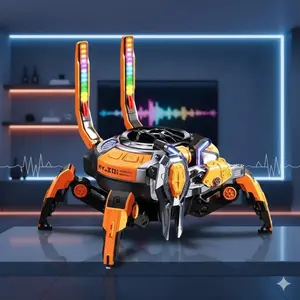 Bluetooth Speaker LED Mechanical Crab, 10W Strong Bass, TWS Pairing for Double Volume, 8-Hour Playtime, Wireless 5.0 Stereo Sound, Perfect for Room Decor and Outdoor Party