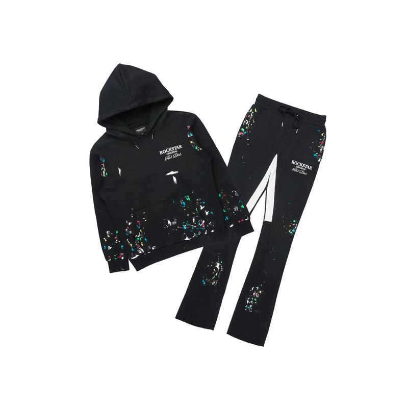 Art Dist 2.0 Black/Multi Hoodie/Stacked Flare Track Set