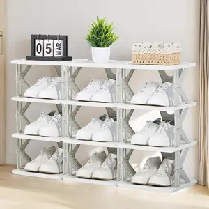 Vertical Narrow Shoe Rack - Free Standing Shoe Rack, Skinny Shoe Shelf, Easy Assembly, Compact Organizer
