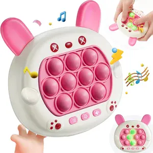Handheld Quick Pop Light Up Push Game, Console Fidget Puzzle Press Popping 4 Different Modes Toys for Kids Adult Boys Girls, Bubble It Pro Portable Puzzle Machine Birthday Day Best Gift, Pink Rabbit