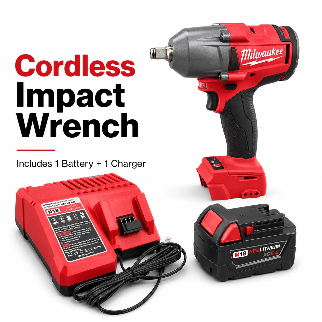 Milwaukee Cordless Electric Wrench 18V Brushless Impact Wrench 900N.M Heavy Duty Tool
