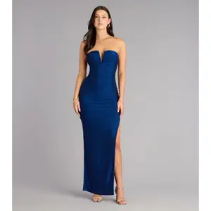 Adison Lurex Knit Strapless Formal Dress