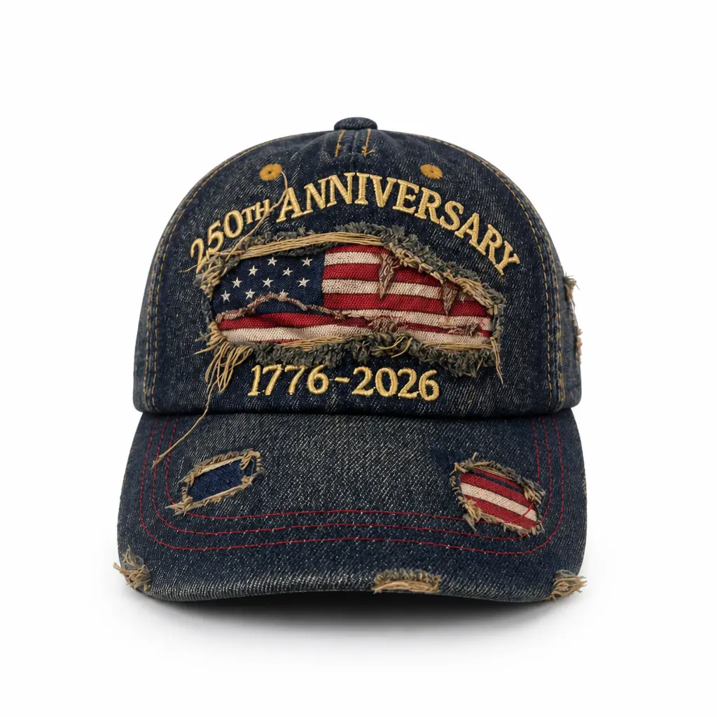 America 250 1776-2026 Vintage Washed Dad Hat Distressed Denim Baseball Cap American Flag Embroidery Patriotic Relaxed Fit Casual Outdoor 4th of July Independence Day Gift for Dad Men Commemorative Semiquincentennial Summer Americana Cap