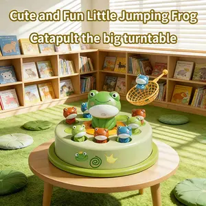 Interactive Ball Catch Table Game for Ages 3+, Fun Music Rotating Bounce, Early Education Toy, Includes 11 Frogs, Unisex Animal Theme