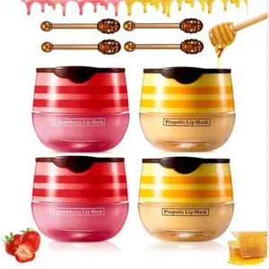 4Pcs Lip Moisturize Mask, Summers Friday Lip Balm, Honey & Strawberry Lip Mask Propolis Moisturizing Lip Balm, Prevent Dry (2Pcs Honey &2Pcs Strawberry) Moisture Moisturize summersfridaylipbalm
