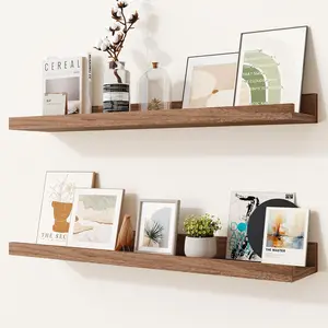 Picture Ledge Shelf,24 inch Long Floating Shelves for Wall Set of 2,Picture Shelf with Lip for Wall Decor,Living Room,Bedroom,Bookshelf,Nursery,Perfume,Wal