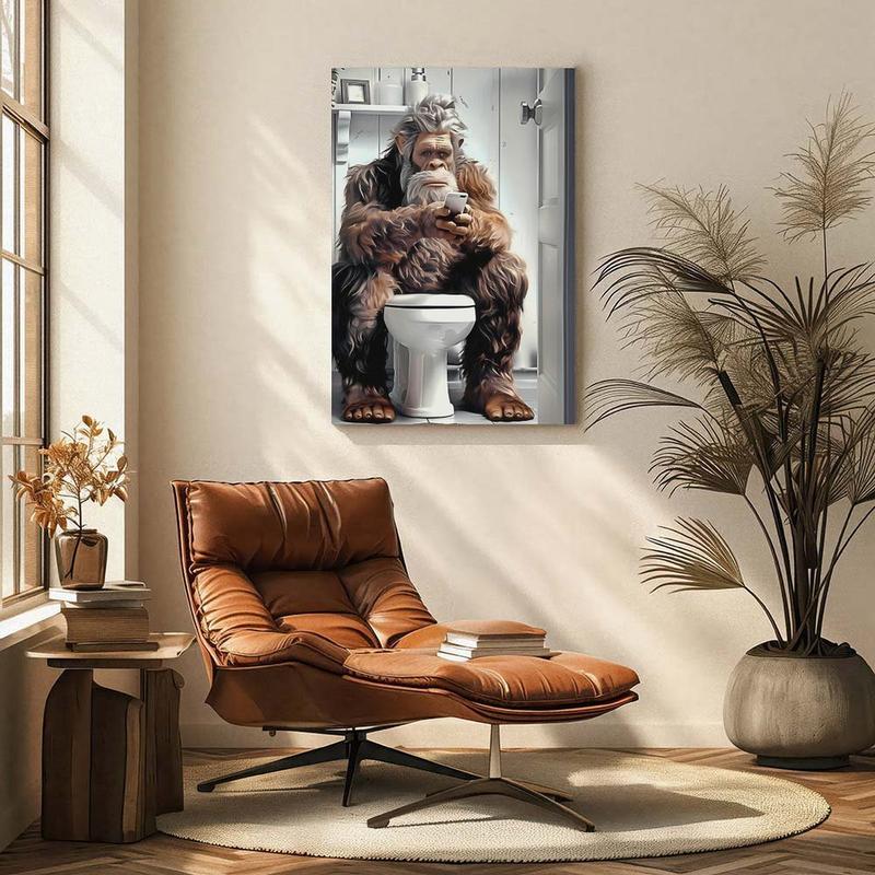 Funny Sasquatch Canvas Art Print Poster, Creative Design, Perfect for Home and Office Decoration, Bedroom/ living Room/ kitchen/ bathroom Wall Decoration Painting