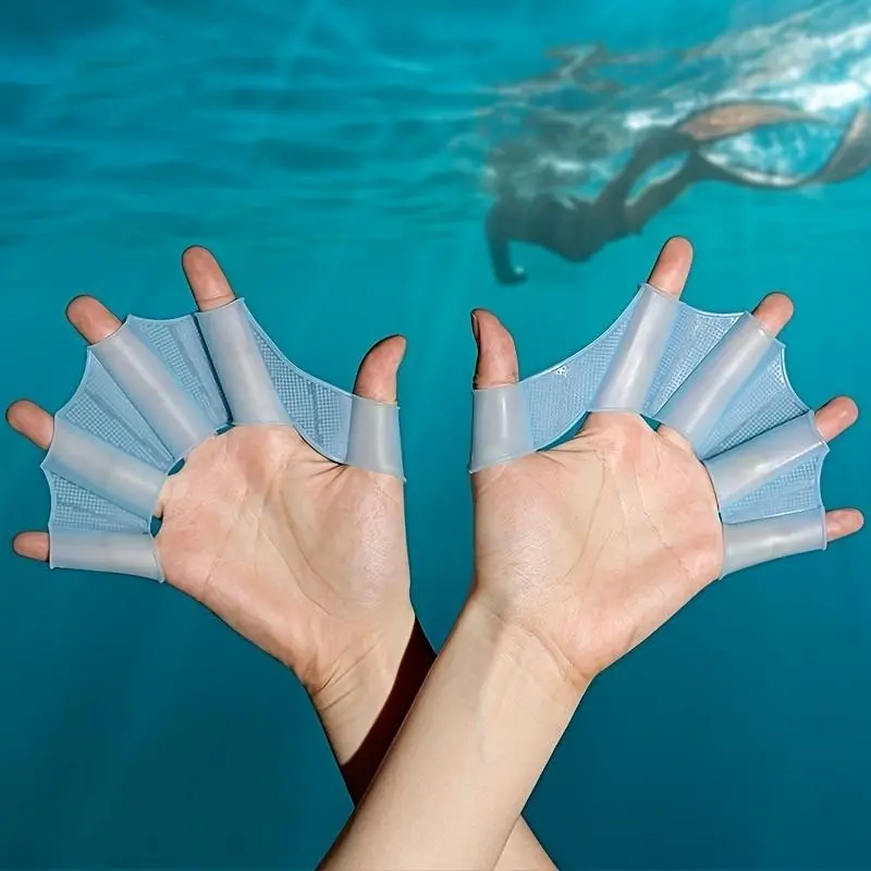 For adults, swimming flippers - blue diving hand flippers cover, snorkeling equipment, enhances swimming performance, Swimming Accessories