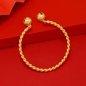Stainless Steel Double Bells Twisted Cuff Bangles Bracelet for Women Wristband Pulsera Trendy Jewelry Accessories Gifts