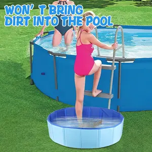 Portable Folding Foot Bath Basin for Swimming Pool Entry, PVC Composite Collapsible Foot Wash Tub, Essential Pool Cleaning Accessories with Multiple Components, Portable Pool Foot Bath for Outdoor Backyard Use, Lightweight and Portable, Foot Washing