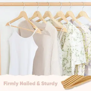 Wooden Hangers - 20 Pack, Natural Wood Hangers with 360 Swivel Hook and Notches, Slim & Lightweight Wooden Hanger for Clothes, Coats, Suits & Jackets Hanging