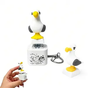 Seagull MINE! Sound Keychain, Funny Press Button Stress Relief Toy with LED Light, Rechargeable Interactive Meme Keychain, Cute Viral Gadget for Bag and Keys Gift