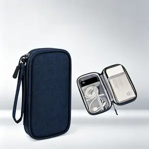 2026 New Portable Shockproof Storage Box, Premium Canvas Electronic Organizer for Charging Cable, Earphone, Power Bank, USB Drive & SD Card