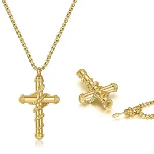 New Style Storage-compatible Hip-hop Retro Snake-shaped Cross Pendant Necklace | Unisex | Hip-hop Style | Retro Style | Detachable | Holiday Gift | Party Jewelry | Fashion Accessory
