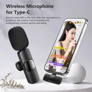 Wireless Lavalier Microphone for type C.Portable Audio Video Recording Mini Mic for IPhone  Ipad Android Live Broadcast Phone -Cordless Omnidirectional Condenser Recording Mic for Interview Video