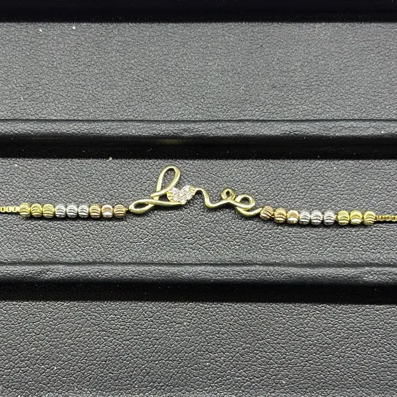 14k gold bracelet - LOVE in thick snake chain size 7-8”