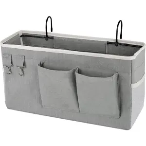 X-SBB45 Bedside Storage Caddy/Bedside Hanging Storage Bag for Headboards Bunk Beds Dorm Rooms Book Phone Magazine Holder (Grey)