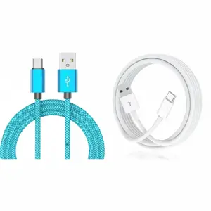 USB C Cable Bundle, Nylon Braided Pink/Blue/Purple 3m and PVC White 2m Fast Charging USB A to USB C Cords for Samsung Galaxy S23/S22/S21/Note Series