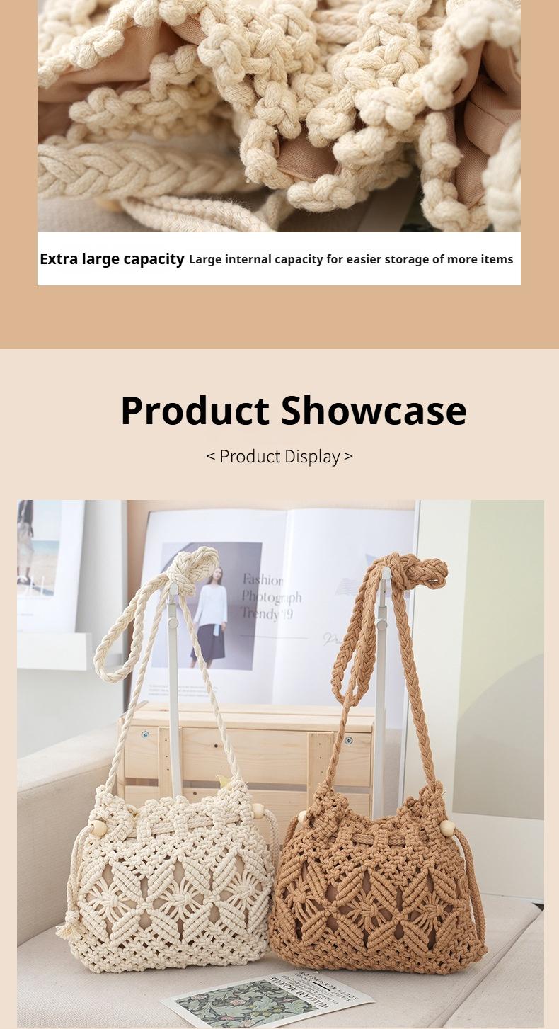 2026 New Summer Korean Style Drawstring Woven Lucky Bag Crossbody Bag Women's Popular Fashionable Versatile Straw Bag