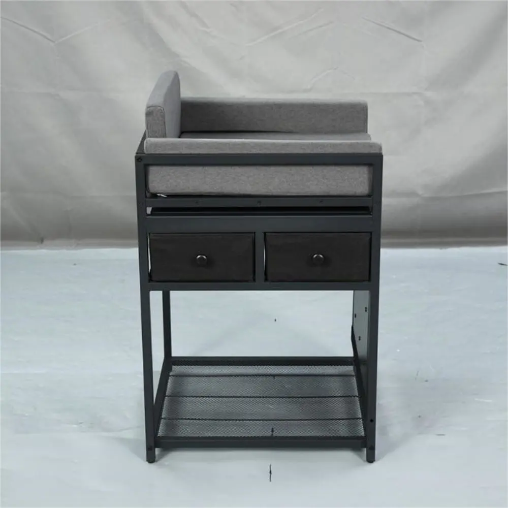 Double-Tier Pet Sofa Bed with Cushion - Steel Frame Foldable Dog & Cat Furniture, Built-in Steps, 2 Drawers for Storage Organization, 55x55x76 cm, Easy to Assemble