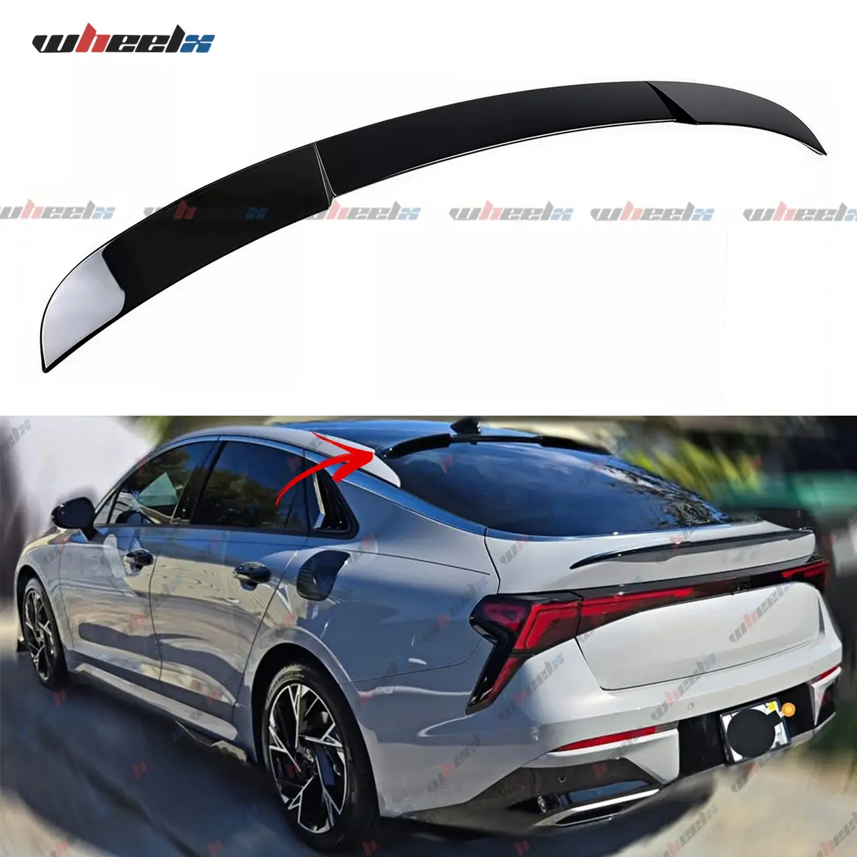 2021-2026 – Kia K5 – Aerodynamic Rear Window Spoiler Trunk Lip Wing Kit , M Style, Gloss Black & Carbon Fiber Look, Downforce-Boosting, Sport Look Auto Body Replacement Accessory
