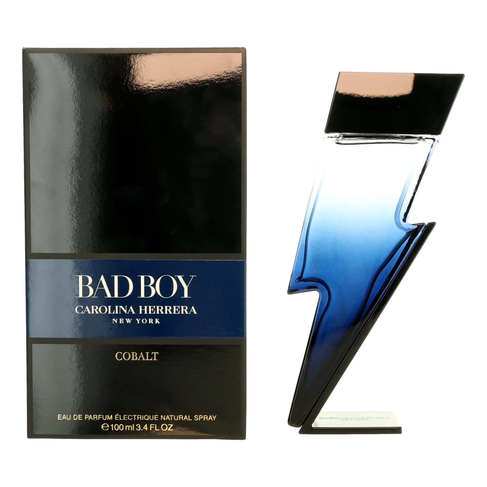 Bad Boy Cobalt Eau de Parfum Electrique Spray for Men by Carolina Herrera, 3.4oz - Features Cedar, Lavender, Spicy, Vetiver, Truffle, Oak Notes, Vetiver, Cedar, Truffle, Oak