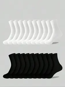 Men's Youth Socks, Simple Casual Mid-Calf Socks, Solid Color, Comfortable Breathable Sports Socks, Sweatproof Anti-Odor Basketball Socks, Athletic Sock