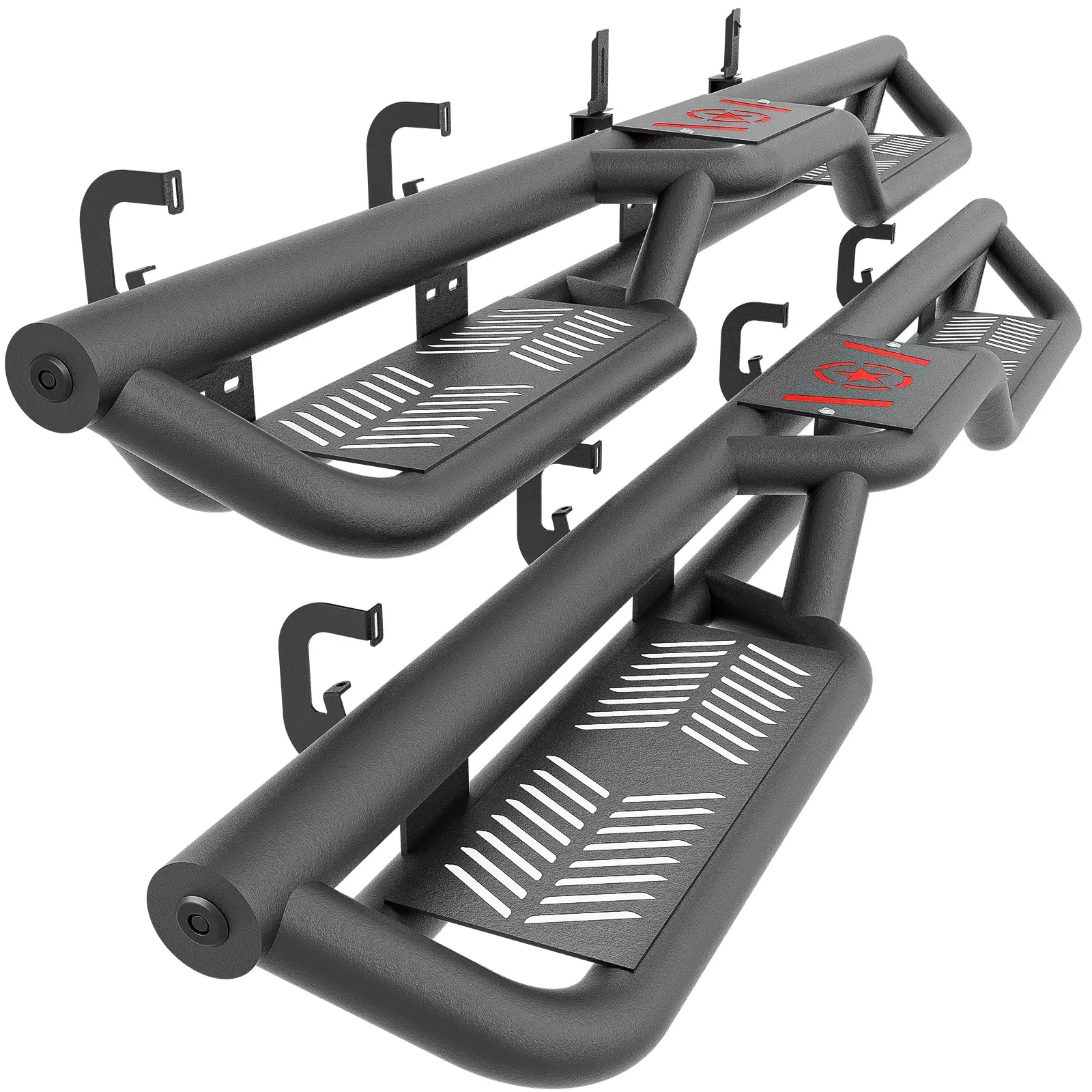 【EYOUHZ】Crew Cab Running Boards Truck Accessories - 2 Carbon Steel Side Bars Side Steps, Bolt-On Install, Enhanced Traction, Compatible with 2007-2018 Chevy Silverado & GMC Sierra 1500, 2007-2019 2500HD-3500HD Pickup Truck, Aids Roof Access