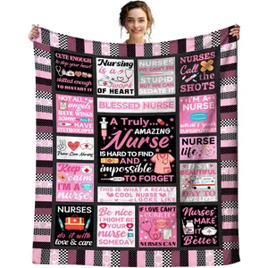 Nurse Gifts Blanket for Women Nursing Gift Throw Blankets Plush Flannel Bedding Mothers Day Nurse Graduation Gifts for Women Nurses Retirement Birthday Party Decorations 50"X40", Printed on One Side with a Plain White Back, Halloween Thanksgiving Christma