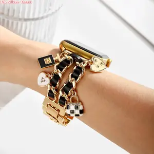 Chic Denim Metal Watch Band, Luxury Elegant Strap, Retro Stylish Design Compatible with Apple Watch, Samsung Watch 8 And Huawei Fit 3 4 for Daily Casual Fashion Wear, Only Watch Band Included