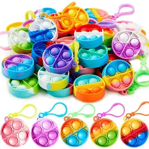 Round Pop Fidget Keychain 30 Pack for Kids 4-8, 8-12 Years - Goodie Bag Stuffers, Classroom Prizes, Birthday Sensory Toys & Gifts