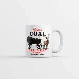Santas Coal Delivery Service Mug Funny Sarcastic Xmas Graphic Coffee Cup - 11oz Funny Coffee Mugs Ceramic Printed Drinkware Cup