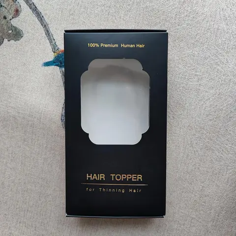 Exquisite Black Real Human Hair Topper Gift Box - Transparent Front, Fits Early Thinning Hair Solutions, Natural Look, Free Returns