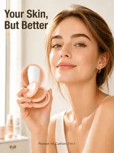 2 In 1 Cushion Foundation Makeup Double Layer Air Cushion BB Cream & Oil-Control Setting Powder, Concealer Full Coverage, Long-Lasting and Even For All Skin Types