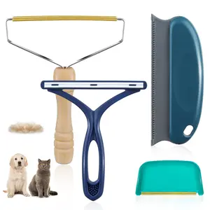 Pet Hair Remover - 4 Pack Dog Cat For Couch Furnitures  Reusable Lint Shaver Portable Carpet Rake Scraper Brush Blanket Clothing Towers Car Upholstery Blue