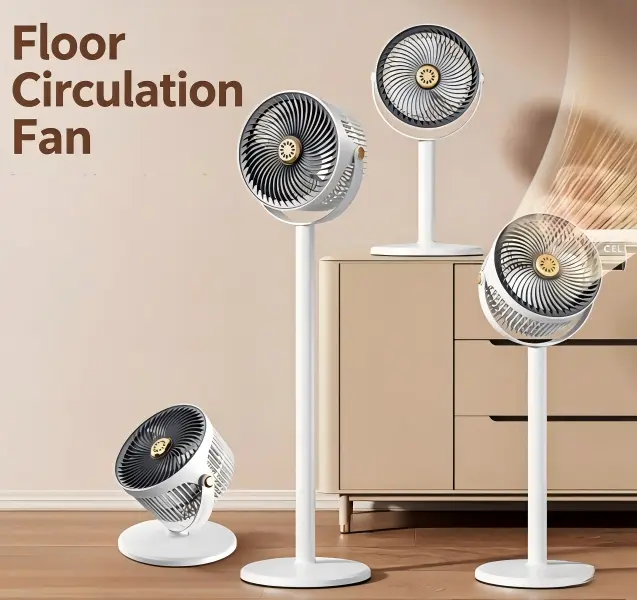 360° Oscillating Circulating Ventilation Hardware, 5 Speed Height Adjustable 3-in-1 Floor & Table Cooling Tool with Aromatherapy & Night Light, Type-C Rechargeable for Home Bedroom Garage Workshop
