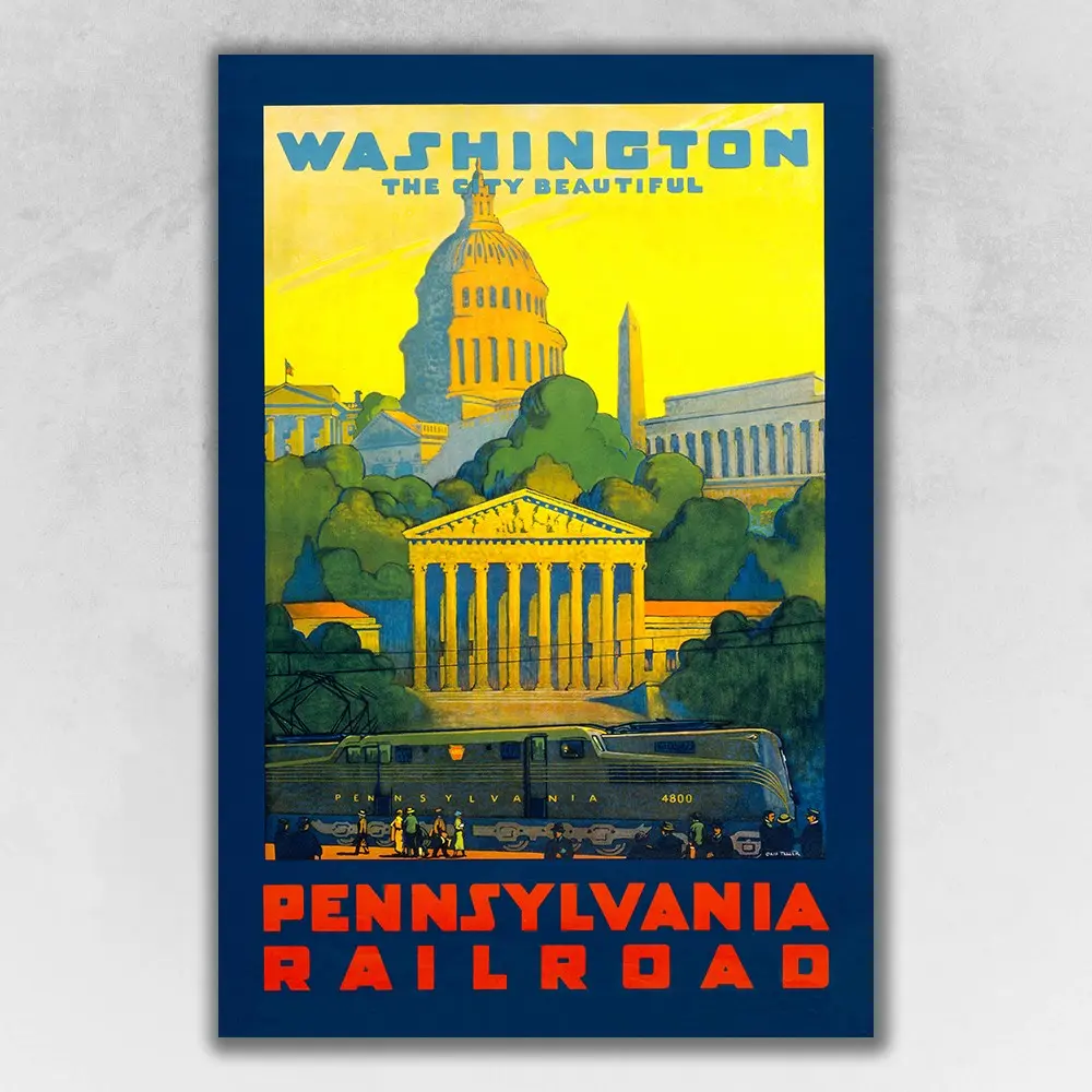 360 Stand Matt 24x36 in. 1940s Washington DC Vintage Travel Poster Photo Print, Artistic Multi-Color Wall Art, Home Room Decor, Decoration, Artwork, Colorful, Vintage Prints, Cityscape Print