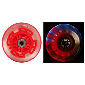 LED Scooter Wheels Set of 2 With Bearings - Red/Clear
