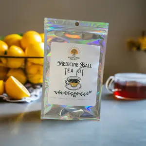 Medical Ball Tea Kits- Soothing for Colds, Allergies, Sore throat- Peach, Mint, Honey, Lemon, Elderberry Blend