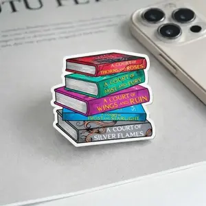 ACOTAR Fantasy Romance Book Stack Phone Grip Colorful Court Series Inspired Reader Grip Stand, Book Lover Aesthetic Phone Holder, Gift for Fantasy Fans