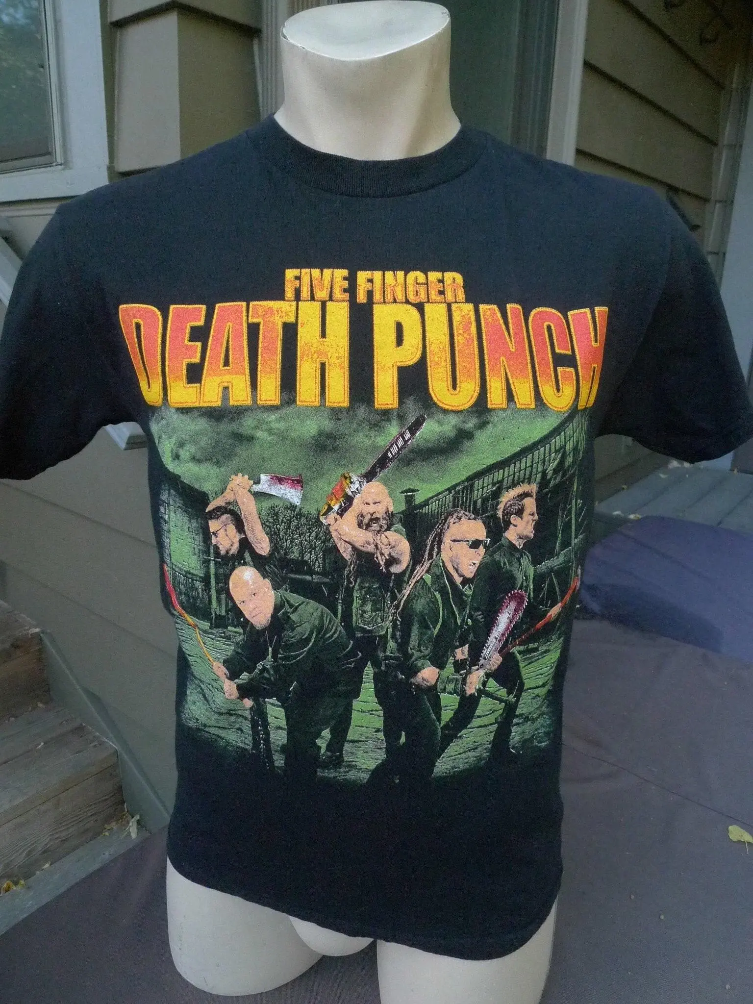 Five Finger Death Punch Blue on Black Graphic Tee, Vintage Heavy Metal T-Shirt, Classic Rock Fan Shirt, Music Gift T073113