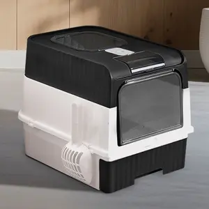 Cat Litter Box Fully Enclosed, Drawer Design for Easy Cleaning, Large Capacity & Anti-Spill, One-Way Entry Prevents Litter Carry-Out, Blocks Odor, Split Structure with Functional Zones, Collapsible Po