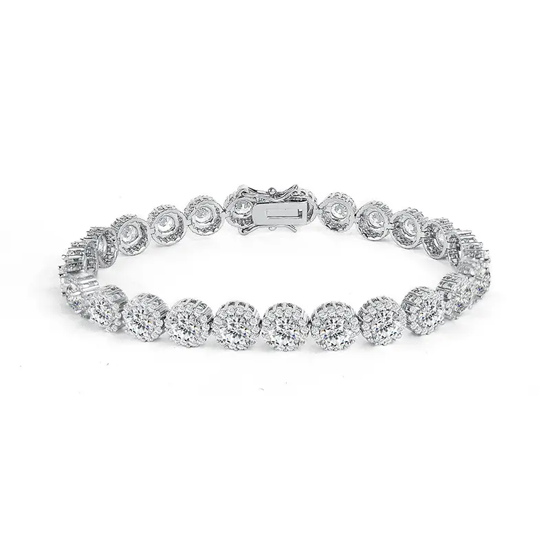 8mm Round Cut Tennis Bracelet, 14K Gold Plated Unisex Copper Cubic Zirconia, Classic Couple Jewelry, Anniversary Birthday Gift with Gift Box