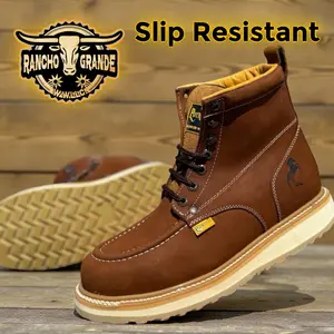 335 El Preferido de los Rooferos Bota de Trabajo para Hombre contra Resbalones Piel Genuina  / Roofing Boots Men's Slip Resistant Work Boots