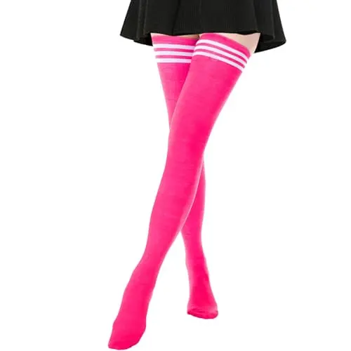 1 Pair Longer A: Pink With White Stripes