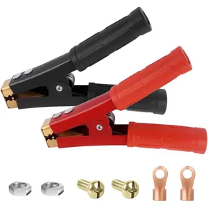 2 count   Charger Clamps Replacement Heavy Duty,12-24V 1000A Jumper  Clamps with Terminals,,Nuts, Clamp Heavy Duty  Clips with Non-Slip Handle