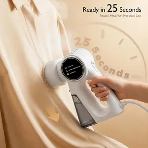 Smart Handheld Clothes Steamer with Auto-Absorb Tech – 2-in-1 Vertical & Flat Garment Iron, 3000-6000Pa Adjustable Suction, Portable Travel Model Fits in Suitcase (White)