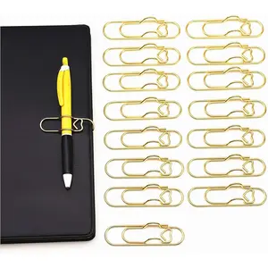 15 count Metal Pen Holder Clips for Notebook, Planner Accessories, Heart Paper Clips